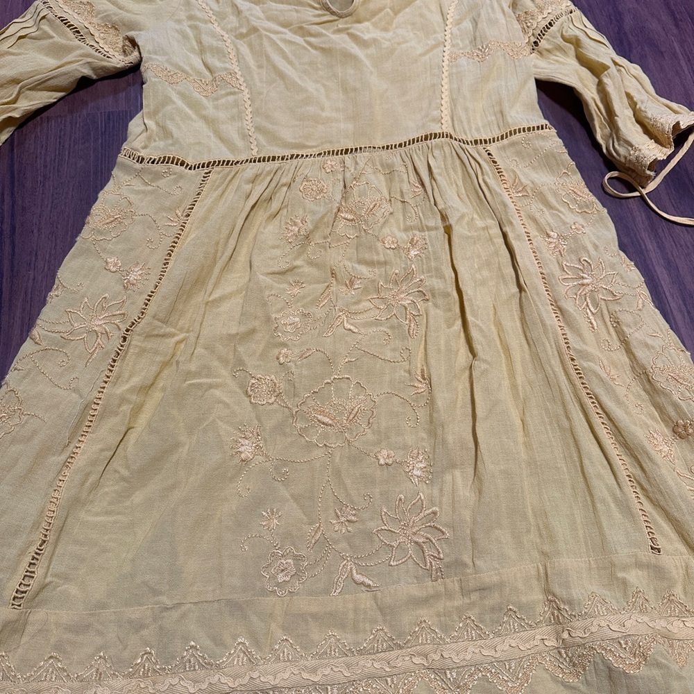 Anthropologie Akemi + Kin Mustard Yellow Dress With Slip - Picture 6 of 12